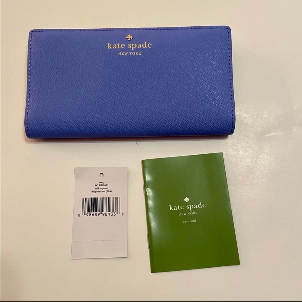 Kate Spade Blue Stacy Mikas Pond Bifold Wallet New